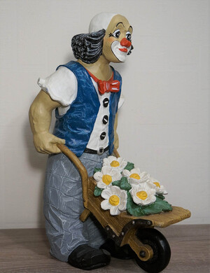 35512-1   Clown mit Schubkarre und Blumen   1995
