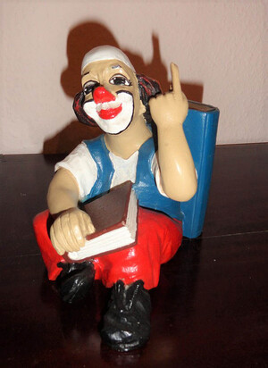 35176-1   Buchstütze, denkender Clown   1988